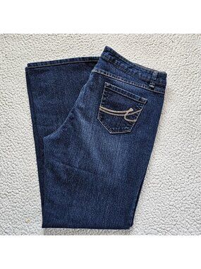 Womens Nine West Dark Wash  Denim Jeans Size 18 Embroidered Back Pockets